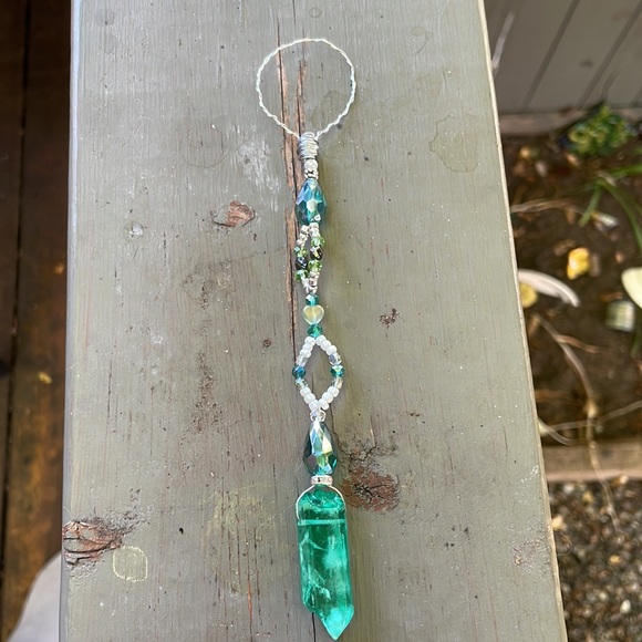 Handmade Artisan Beaded Suncatcher w New & Upcycled Beads & Crystals - Picture 8 of 8
